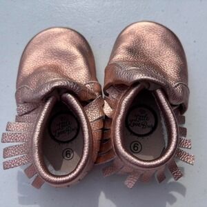 Moccasins toddler size 6 slip on shoes fringe and glitter